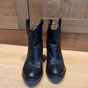 Frye Black Leather Ankle Boots